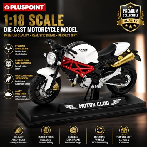 Image of PLUSPOINT Die cast Motorcycle Toy Bike Scale Model Vehicles Alloy Simulation Superbike Also for Car Dashboard Kids Adult Alloy Highly Simulation Model Vehicle Motorbike Street Machine Kids Toy Gift