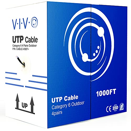 VIVO Waterproof 1 000ft Bulk Cat6 Wire CCA Ethernet Cable 23 AWG UTP Pull Box Outdoor Direct Burial Black CABLE-V007
