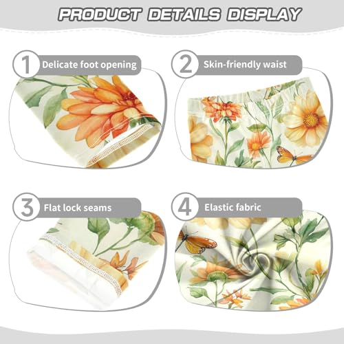 Dahlia Butterfly Dragonfly Watercolor Daisy Flower Girls Leggings Kids Yoga Pants Dance Active Tights 4T3