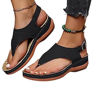LINGJIONG Orthopedische flip-flops strandsandalen voor de zomer, met riem, effen, voor wandelschoenen