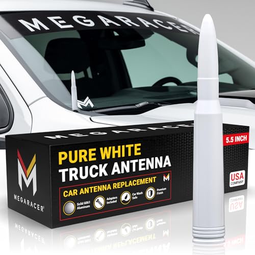 Antena blanca estilo bala para radio AM/FM en camionetas y SUV todoterreno