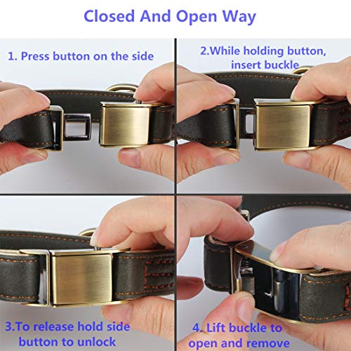 chede Basic Classic Luxury Padded Leather Dog Collar,The Seatbelt Buckle,for Large Medium Pets (XL, Brown) - Image 5