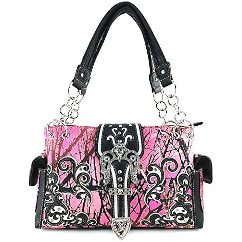 Zelris Camouflage Shine Glow Buckle Women Conceal Carry Shoulder Handbag (Pink) Cover
