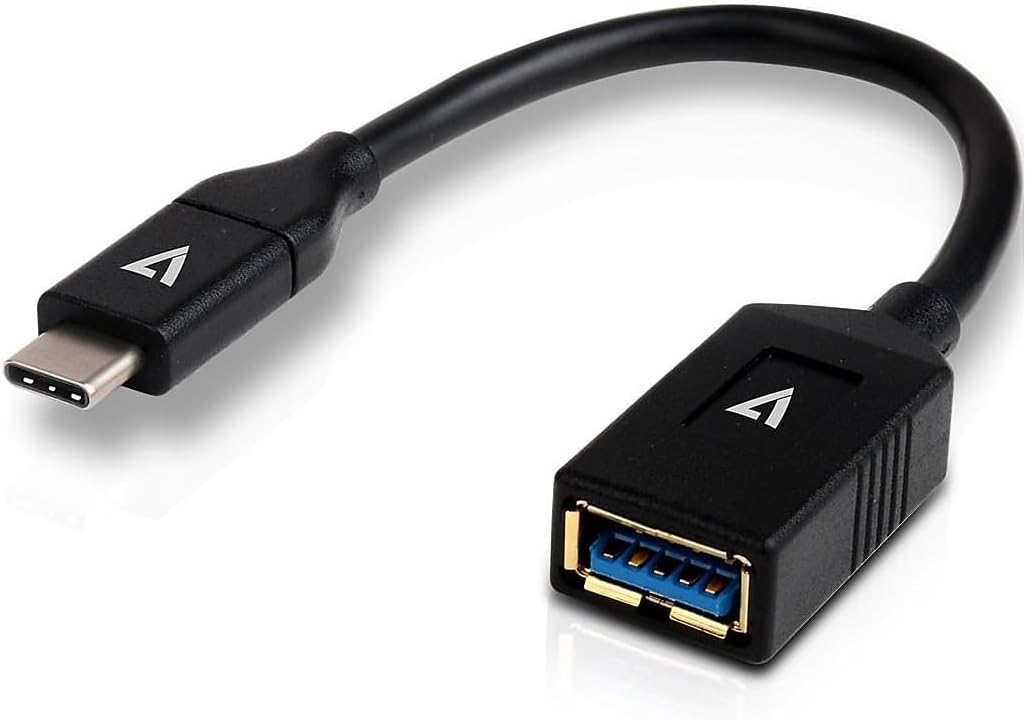 V7 V7U3C-BLK-1N USB-C Adapter 3.9" 9 Pin USB Type A (F) to 24 Pin USB-C (M), Black