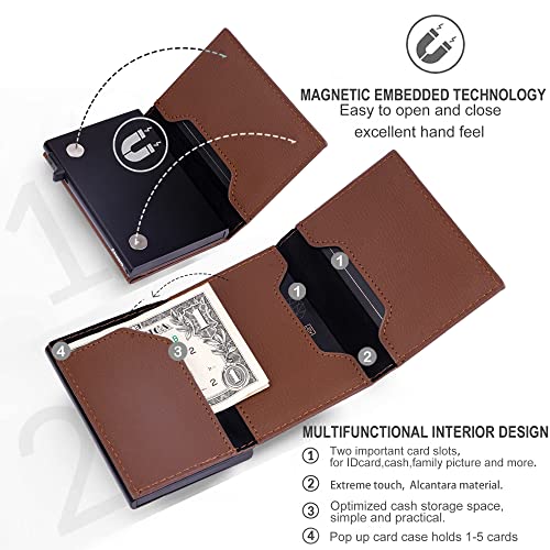 Image of AirTag Wallet for Mens Wallet,Card Holder for AirTag,Smart,RFID Blocking,Slim Wallet for Front Pocket-8-12 Card Capacity (Pu Leather, Lichee Brown)