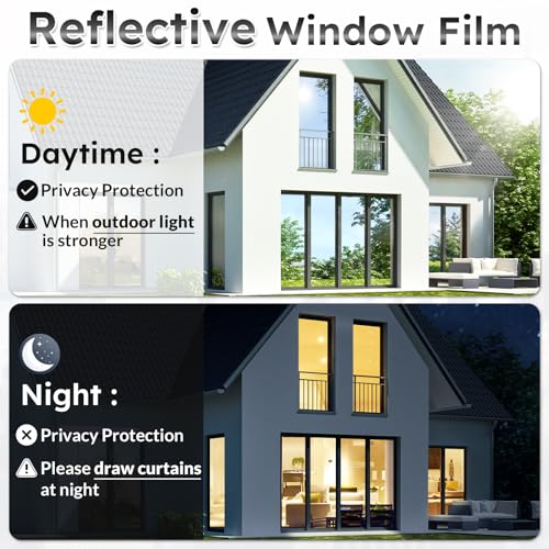 Rabbitgoo B0D1X7ZQKL One Way Window Film Daytime Privacy Mirror Window Tint thumb #3