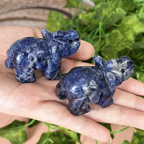 XIANNVXI Sodalite Crystal Elephant Ornament Figurine Statue Blue Elehphant Blue Ornament Decor 1.5" Cute Good Luck Gifts - Image 4