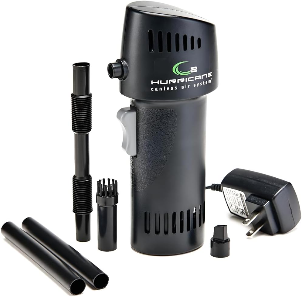 Canless Air O2 Hurricane Industrial Air Duster - Rechargeable Air Blower with 220+ MPH Airflow - 5 Precision Nozzles Dust Removal Tool - Compressed Air Alternative for Electronics & Car Detailing