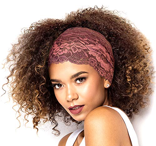 Vintage Floral Lace Headbands Super Wide in Many Beautiful Colors Handmade (Mauve Gold)