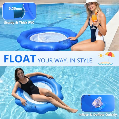 Ksheat Inflatable Pool Floats Adult, Heavy Duty Pool Floaties for Adults w/Fast Inflation, Comfort Swimming Pool Lounger Chair Rafts, Floating Floats Pool Hammock for Beach, Lake, Party Water Fun 2PC by Ksheat - Used condition - Image 6