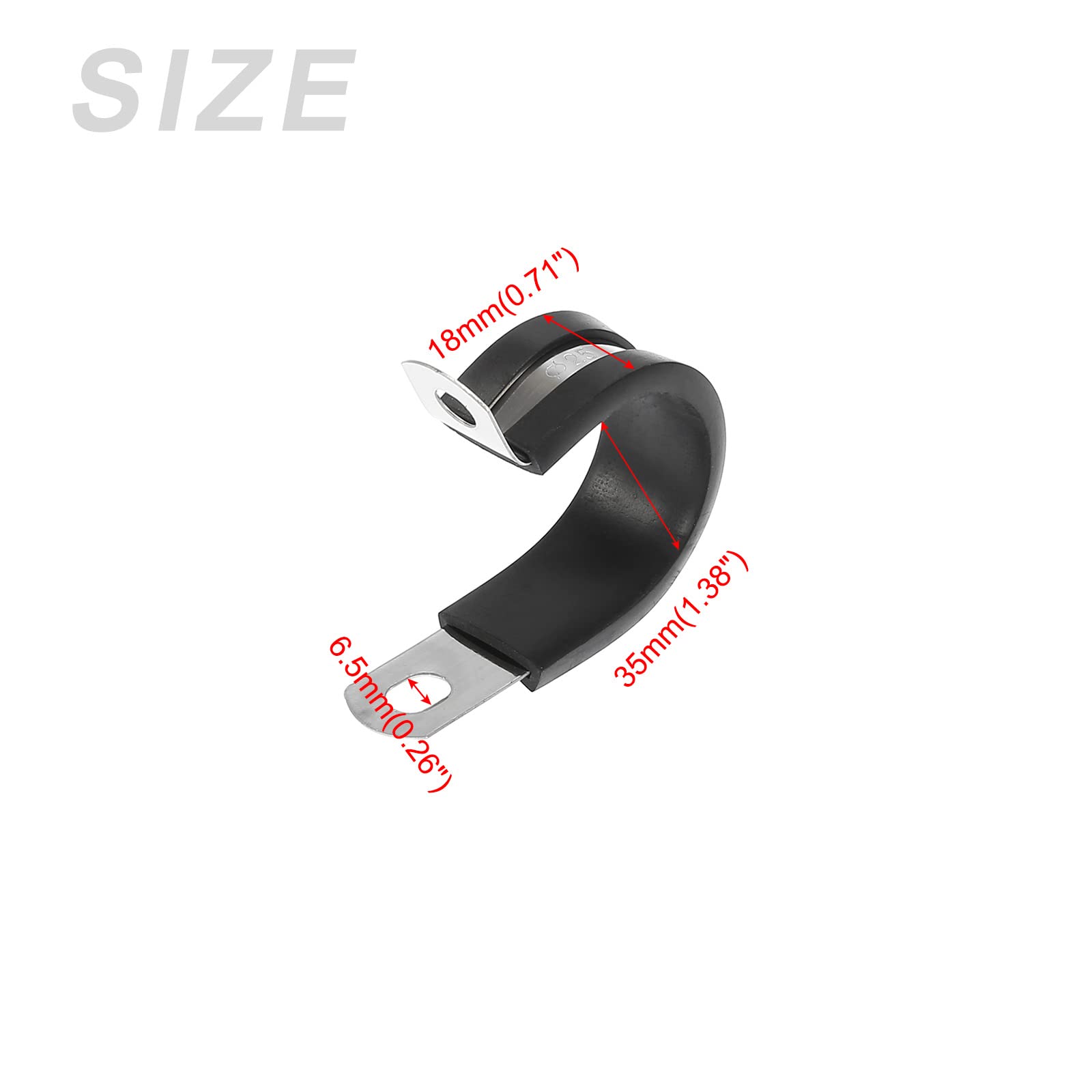 METALLIXITY R Shape Hose Clamps (35mm/1.38") 10Pcs, Rubber Clip - for Home Garden Tube Fastening - Image 2