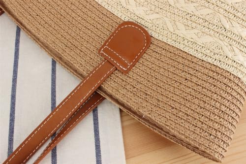 Bolso Tote de Paja para Mujer Rojo-Beige 42x12x28 cm miniatura 2