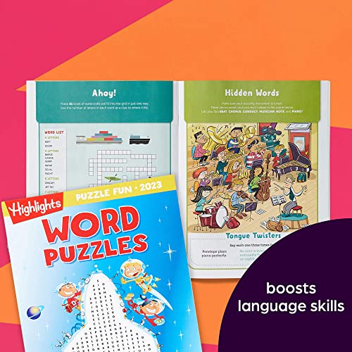 Highlights Puzzle Fun 2023 Puzzle Books for Kids Ages 6 and Up, 4-Book Set of Brain Teasers, Mazes, Word Puzzles and More Travel-Friendly Screen Free Brain-Boosting Activities