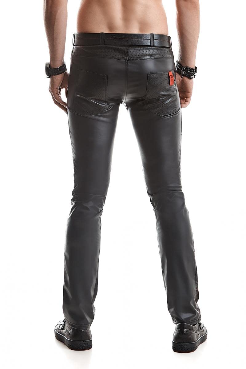 Regnes Fetish Planet Lange Herren Wetlook Hose schwarz matt mit Reißverschluss und Taschen Männer Pants