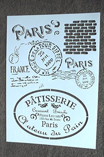 Pochoir format A4 plastique en vinyle commerce et poste du vieux Paris