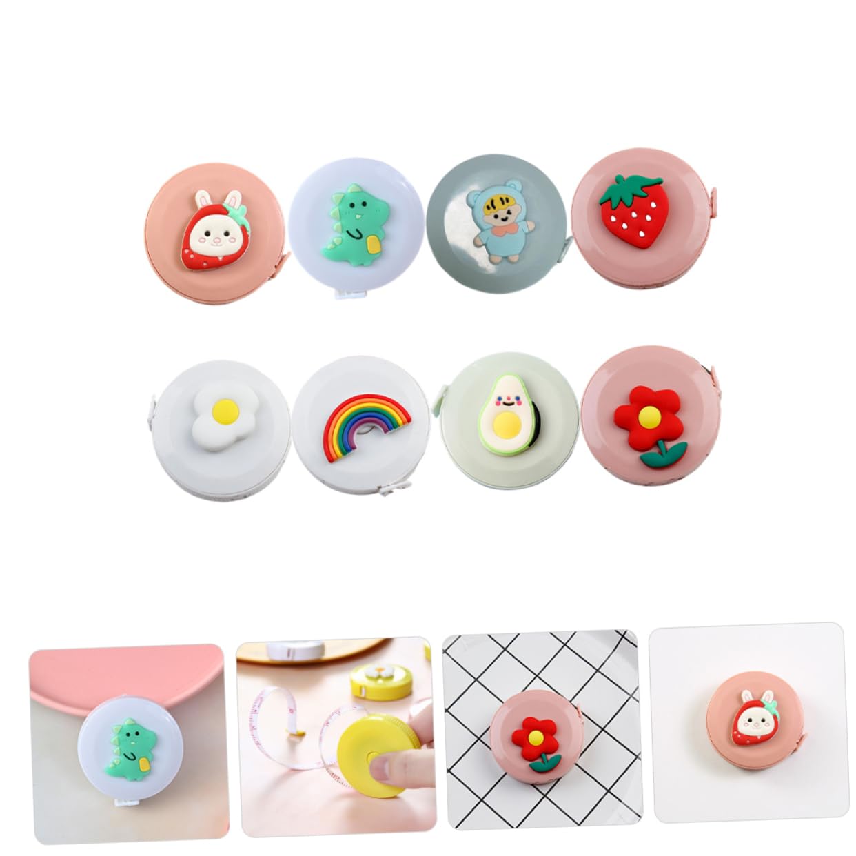 DOITOOL Mini Tape Measure Cartoon Flexible Y Compacto Para Costura Manualidades Y Medidas Corporales Retráctil Y Práctico 8 Piezas X 5