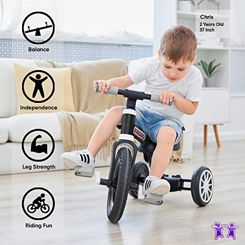 Kriddo 3-In-1 Kids Tricycles For 2-3 Year Old, 12 Inch Front Wheel Trike And Toddler Balance Bike Bicycle For Boys Girls 2 Years To 4 Years, Removable Pedals For Push And Ride Fun, Black #TOP4
