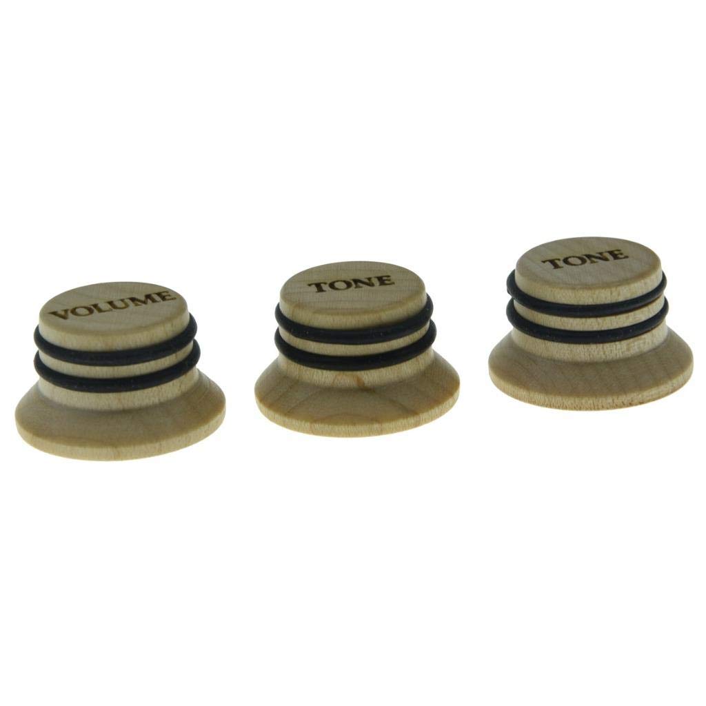 KAISH Maple Wood Knobs LP/Strat Style Volume Tone Top Hat Knobs Bell Knobs for Metric 5.8mm Split Shaft Pots