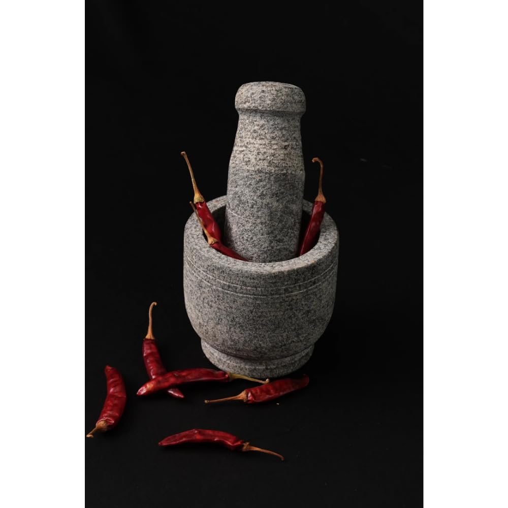 80s COOKWARE Stone Mortar & Pestle Set – 4 Inch (Grey) | Traditional Khalbatta/Okhli Masher for Spices, Herbs & Home Use | Natural Musal Grinder with Well-Designed Finish for Kitchen 80s COOKWARE Stone Mortar & Pestle Set – 4 Inch (Grey) | Traditional Khalbatta/Okhli Masher for Spices, Herbs & Home Use | Natural Musal Grinder with Well-Designed Finish for Kitchen