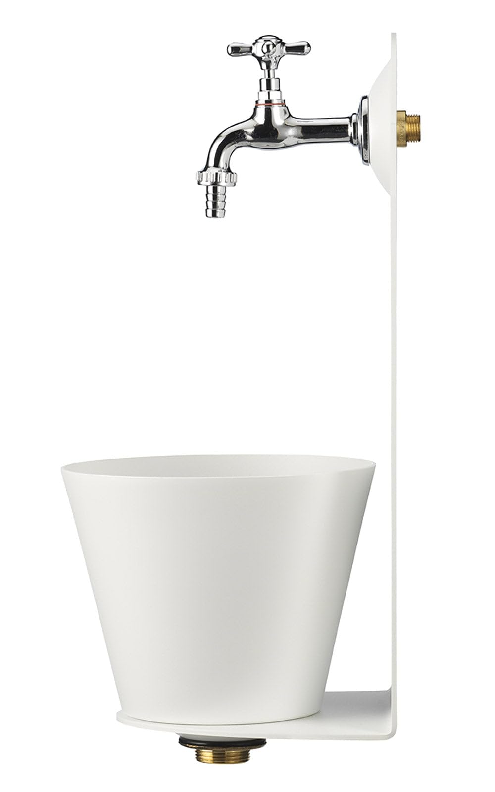 Belfer 42PR Fontana a Parete in Solido Metallo con Vaschetta Colore Bianco