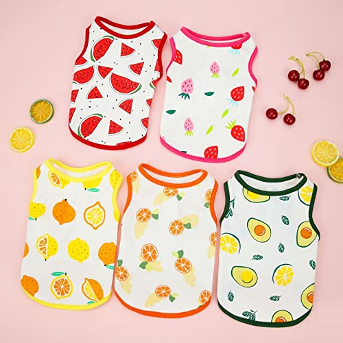 Dog Shirts Breathable Summer Pet Shirts Fruits Printed Strawberry Pattern Pet Outfits Beach Short Sleeve Suit For Small To Large Dogs #TOP2