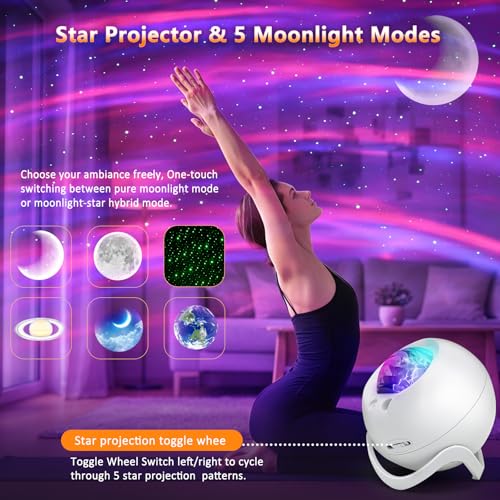 Image of Star Projector Galaxy Projector for Bedroom, White Noise Bluetooth Speaker Northern Lights Projector, Suitable Gaming, Home Theater, Adult, Christmas Mood Night Light