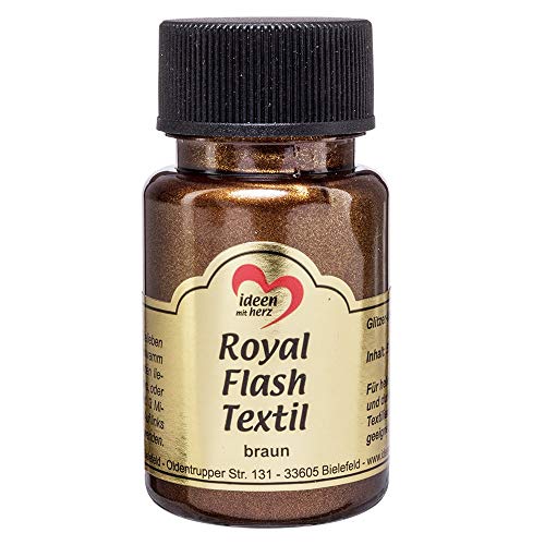 Ideen mit Herz pintura textil metalizada Royal Flash | Color Metálico de Alto Brillo | Adecuado para tejidos y telas Claros y Oscuros | Camisetas, Bolsos, Ropa | 50 ml (marrón)