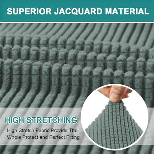 Housse de canapé Chesterfield extensible 1 place jacquard vert clair - 6