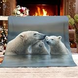 Manta Antiarrugas y Antiestática 150x200 cm Primer Plano Un Animal Un Oso Polar. Polar Cama Super Suave y Caliente Fotos Personalizable Gris Claro Manta Infantil Ligera para sofá y,Dormitorio,Oficina