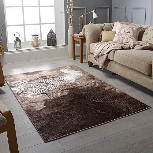 Modern Abstract Design Brown Rug | Large Washable Kitchen Ru