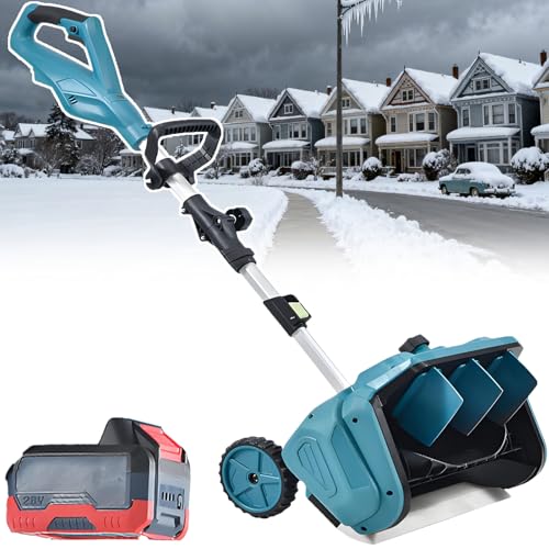 ErShangMao Spazzaneve Elettrico per Impieghi Gravosi - Spazzaneve Senza Fili, Larghezza di Lavoro 40,7 Cm, 90% più Veloce Rispetto al Manuale, Manico Telescopico, Pala da Neve per Cortili 1battery