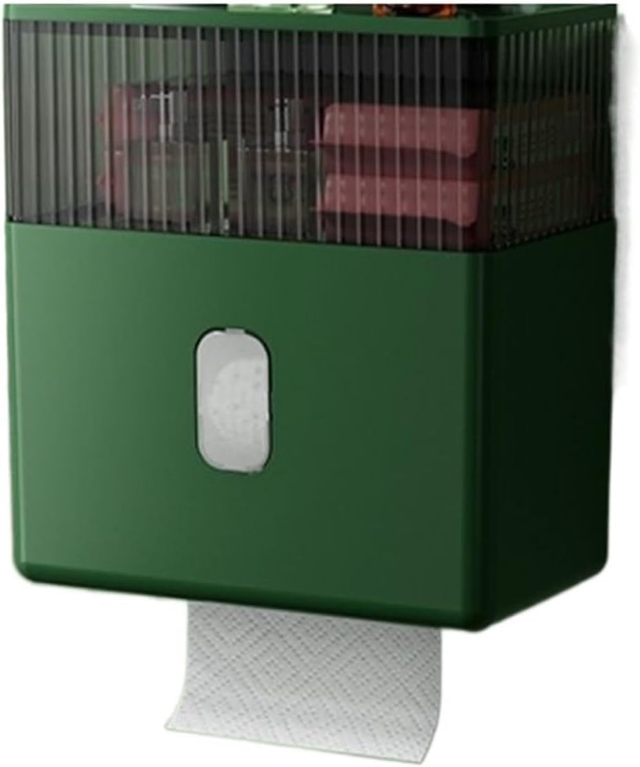 KFGISD, Tissue DispenserToilet Plastic DrawerPaper BoxWall Mounted Sanitary Pad Storage Box,Toilet Roll Holders(Grün)