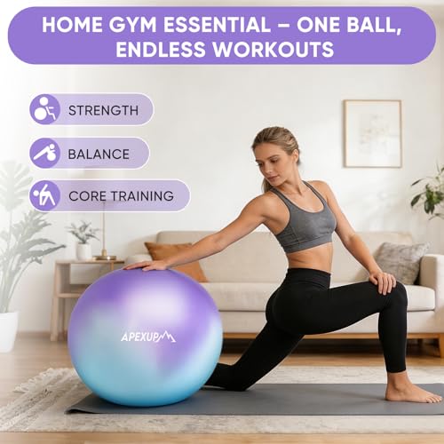 Image of APEXUP Yoga Ball, 660 lbs Anti-Burst Exercise Ball with Pump, 5 Sizes | Anti-Burst, Anti-Slip, SGS Certified, Strengthens Core, Improves Balance & Posture, Boosts Flexibility & Stability
