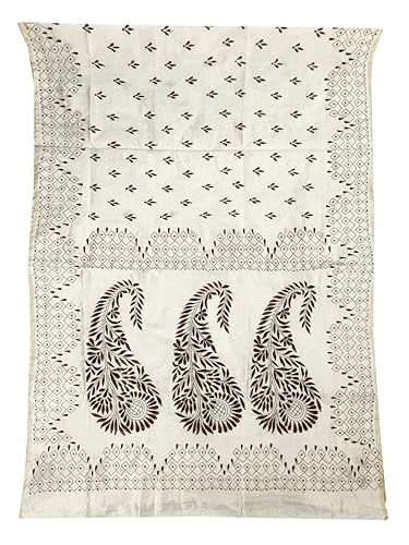 Image of SHRISTI CLOTHINGS Women's Hand Embroidered Cotton Silk Kantha Stitch Saree with Blouse Piece (SB430324 TWD72)