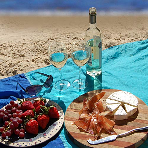 10' X 9' - Our Sandless Beach Mat Is Oversized And Is A Great Blanket Under Your Beach Chairs - Compact And Lightweight - 6 Sand Anchor Pockets And Metal Stakes Plus Zippered Valuables Pocket #TOP7