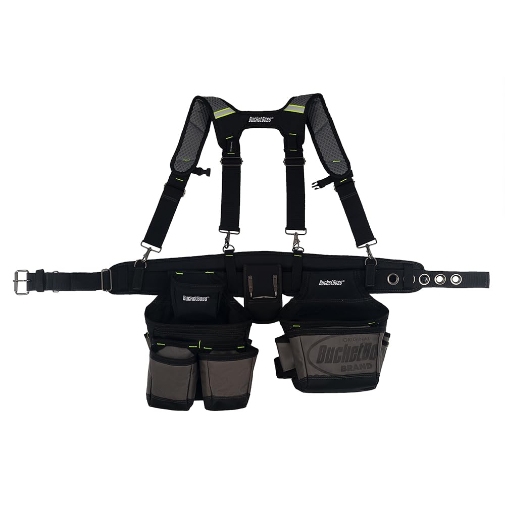 Bucket BossBucket Boss Pro HV Contractor's Tool Belt with Suspenders in Grey and Black, 55205-HV