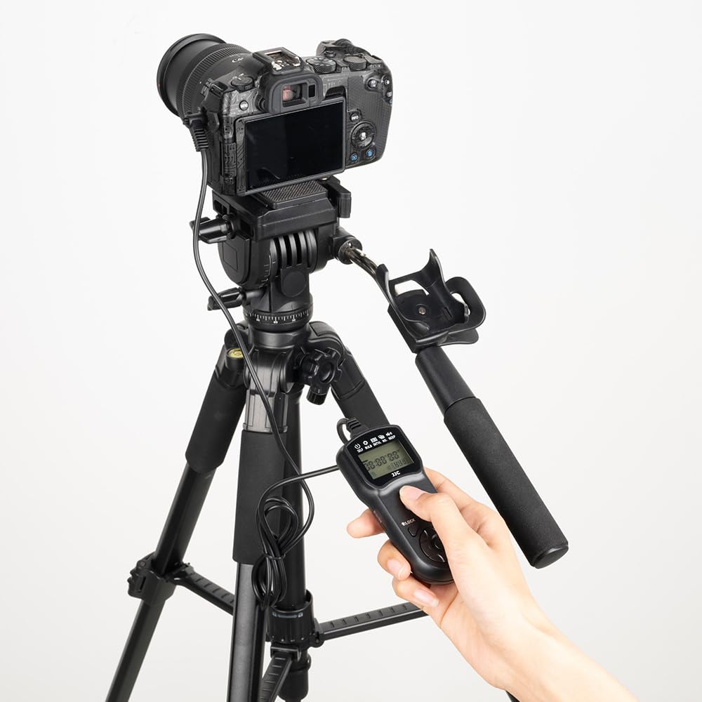 JJC Télécommande de Minuterie avec Trépied Support Pince pour Canon EOS R50V R100 R6 R6II R7 R8 R RP R10 800D 760D 700D 650D 200D 100D 1300D 1200D 1100D 77D 80D 70D G1X G3X G5X Remplacement RS-60E3