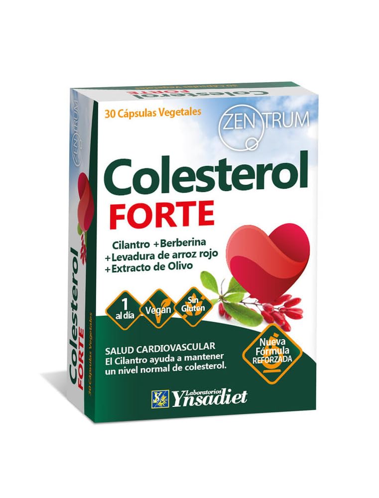 Pack 3 x Colesterol Forte Zentrum 30 cápsulas vegetales | Berberina, levadura de arroz rojo, olivo y cardo mariano | Apoyo al colesterol y salud cardiovascular | Vegano y sin gluten