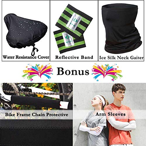 Karetto Bike Gel & Foam Seat Cover Excercise Bicycle Saddle Cover with Drawstring, Rain and Dust Resistant,Reflective Band Bandanas ,Soft Cover for Mountain, Road and Cruiser Bikes…
