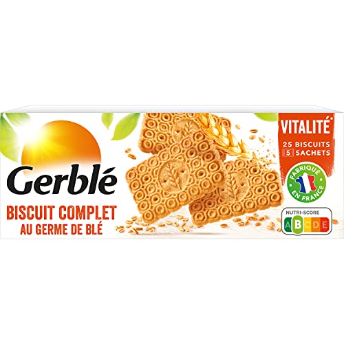 Gerblé Vitalité Biscuits Complets au Germe de Blé – Céréales complètes, riches en fibres, sans huile de palme, 5 pochons, 210g