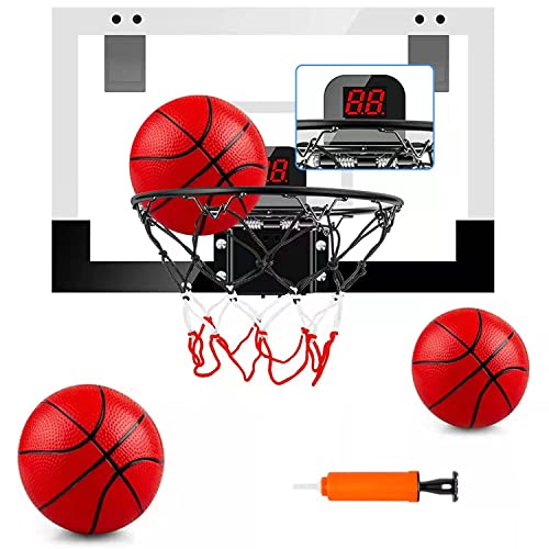 MejorChoy Indoor Mini Basketball Hoop Set for Kids for Door Wall Room with 3 Balls Electronic Scoreboard and Sounds