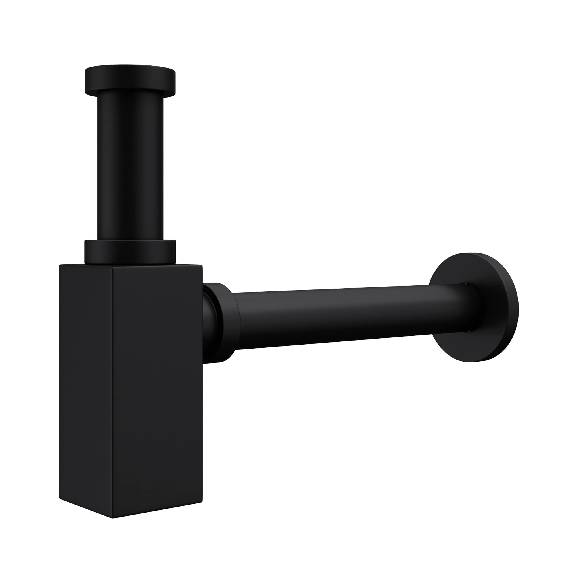 doporro Sifón Universal para Lavabo de Diseño 50x33x24cm Sifón de Tubería Cuadrado Negro Mate para Baño S06