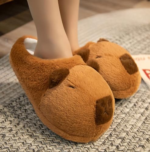 Zureto Capybara Slippers, Cute Capybara Fuzzy Slip On Indoor Winter Animal Slippers, Plush Capybara Shoes for Women3