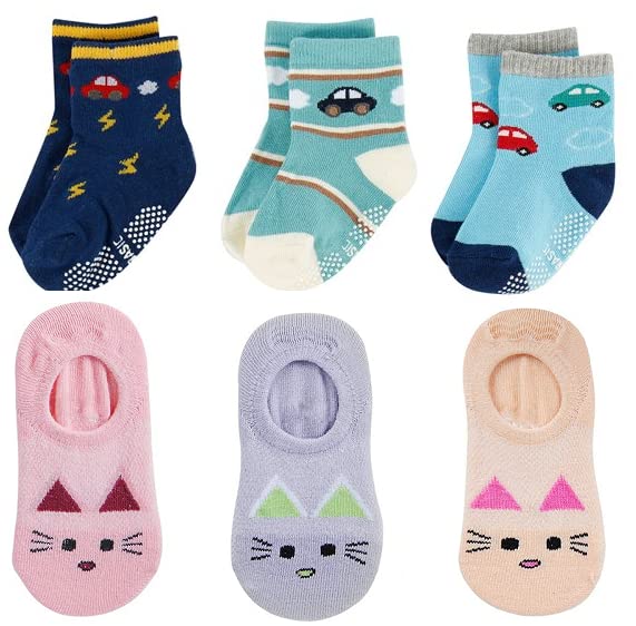 Nyamah Sales Kids Cotton Ankle Length Socks and Low Cut Cute Animal Printed Socks 1-3 Years Baby Girls and Baby Boys Multicolor and Multi-Design 6 Pair