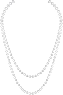 hoyuwak Classic Faux Pearl Necklace for Women - 59" Long Multi-Wrap Pearl Strand, 8mm Fake Pearls, Elegant Beaded Necklace for Wedding, Party, Mother’s Day