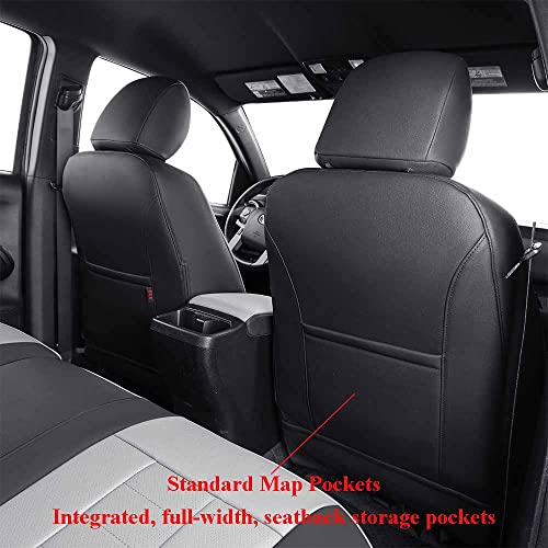 Ekr Custom Fit Full Set Car Seat Covers For Select Chevy Colorado 2014 2015 2016 2017 2018 2019 2020 2021 2022 - Leatherette (Black/Gray) #TOP2