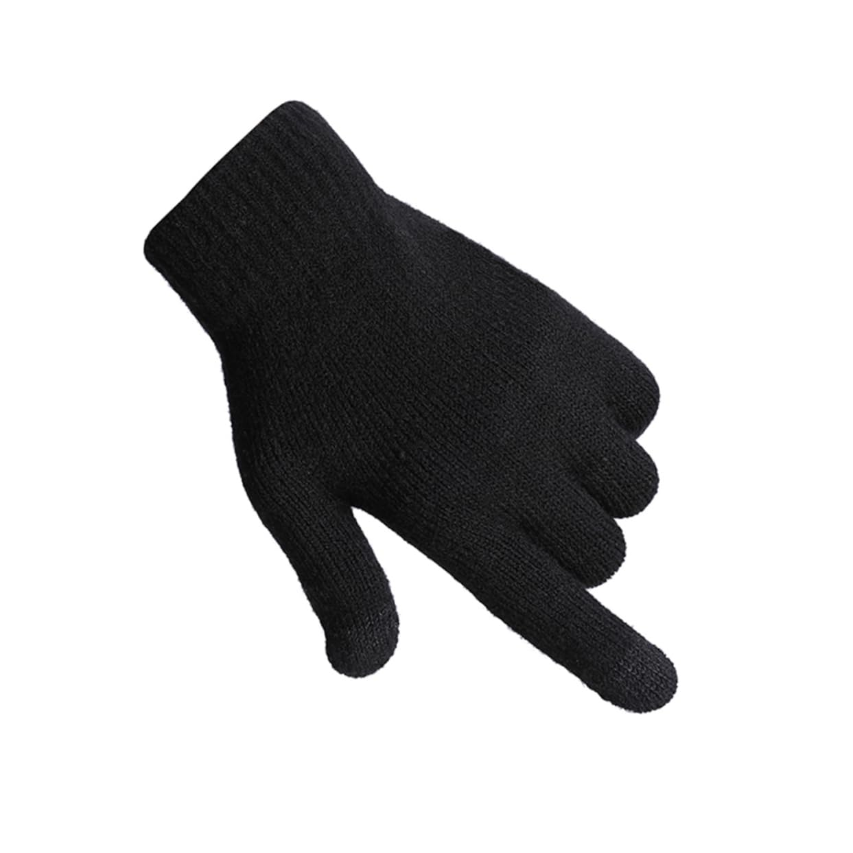 PartyKindom Men Warm Knitted Touch Screen Gloves Thicken Slip Winter Wear for Outdoor Activities Comfortable Black Gloves for Cold Weather Gentlemen Essential Gear