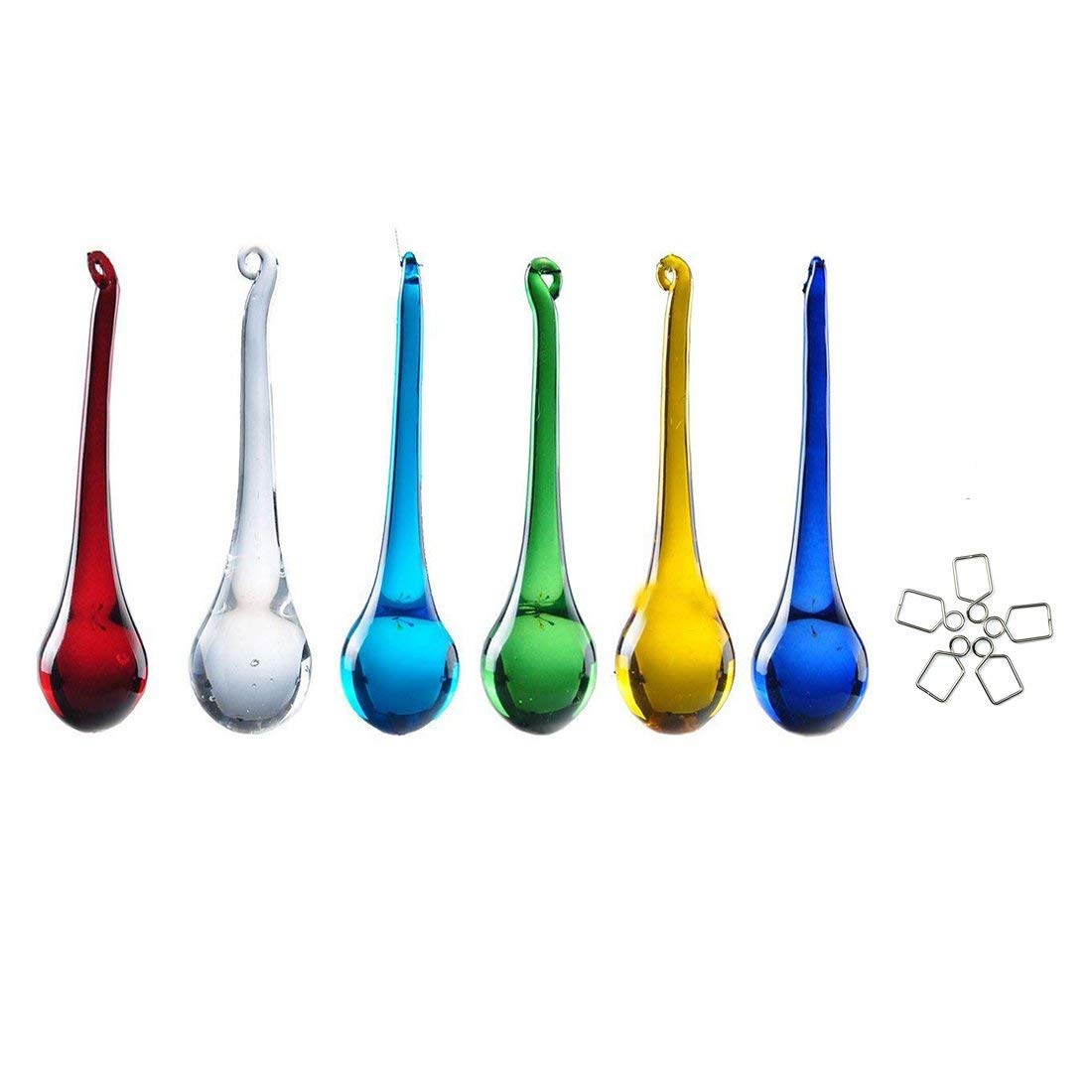 H&D 6pcs 5.9inch Mix Color Large Crystal Raindrop Chandelier Prisms Hanging Drops Pendants DIY Parts-image-6