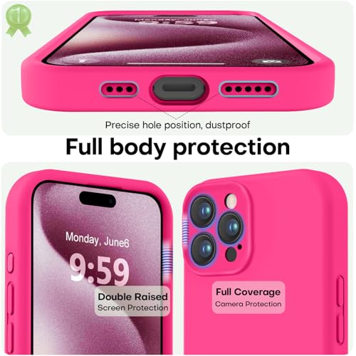 Image of LOVE 3000 Designed for iPhone 15 Pro Max Case, Premium Silicone with [Soft Anti-Scratch Microfiber Lining] Shockproof Protective Phone Case for Men Women Girls 6.7 inch, Hot Pink