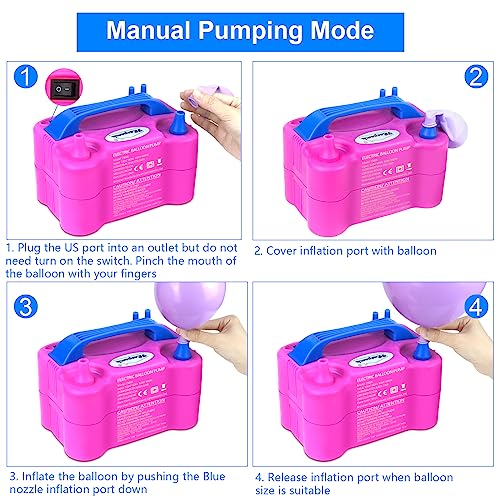 Flsepamb QQB73005 Balloon Pump, Electric Balloon Pump,Portable Dual Nozzles Electric Balloon Air Pump 110V 600W thumb #7